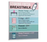 Lactation Education Breast Milk Storage Guide Poster Informative Handling Chart for Expressed Milk Nursery Wall Art(Unframed,08x12inch(20x30cm))
