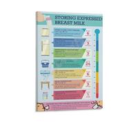 Lactation Education Poster Breast Milk Storage Chart Wall Art for Nursing Room Pump Station New Mom Reference Nursery Decor Canvas(Framed,08X12inch(20X30cm))