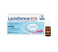 Lactoflorene Bimbi, Integratore Fermenti Lattici per l'Equilibrio Intestinale, con Zinco e Vitamine B, Gusto Fragola, 12 Flaconcini, Senza Glutine e Senza Lattosio