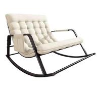 LACVBNFGT Doppia sedia a dondolo, poltrona con schienale alto, cuscino rimovibile, sedia da gioco da pavimento per decorazione domestica, appartamento(White)