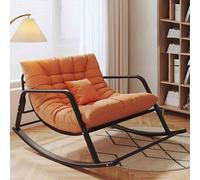 LACVBNFGT Sedie a dondolo da giardino, sedia a dondolo reclinabile con cuscino imbottito, per uso interno ed esterno, per la nursery, il portico anteriore, il giardino sul retro(Orange)