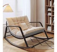 LACVBNFGT Sedie a dondolo da giardino, sedia a dondolo reclinabile con cuscino imbottito, per uso interno ed esterno, per la nursery, il portico anteriore, il giardino sul retro(Brown)