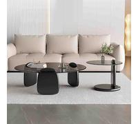 LACVBNFGT Tavolino da caffè in vetro, tavolino rotondo impilabile, tavolino da tè minimalista con base in legno, tavolino da salotto.(Style 3,80X50cm)
