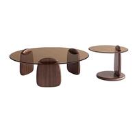 LACVBNFGT Tavolino da caffè in vetro, tavolino rotondo impilabile, tavolino da tè minimalista con base in legno, tavolino da salotto.(Style 4,80X50cm)