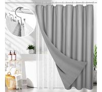 LaCyan Tenda da doccia impermeabile 3 in 1 a nido d'ape e fodera trasparente, set con 12 ganci in acciaio inox su entrambi i lati, per bagno, 183 cm, tende da doccia in tessuto di poliestere