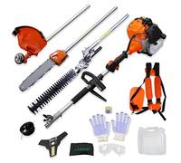 LADAMI Decespugliatore a benzina, 52 cc, 2 tempi, con rasoio a benzina e decespugliatore, tagliasiepi, motosega 3 CV, dispositivo da giardino raffreddato ad aria, potente e risparmio di carburante