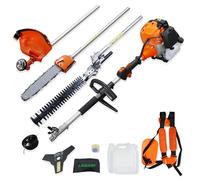 LADAMI Decespugliatore a benzina, 52 cc, 2 tempi, con rasoio a benzina e decespugliatore, tagliasiepi, motosega 3 CV, dispositivo da giardino raffreddato ad aria, potente e risparmio di carburante