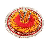 Laddu Gopal - Panno per abiti Bhagwan Poshak of God Bal Gopal Kanha Krishna Kanhaiya Dev Vastra con Mukut per statua di idolo in metallo per festival indiano tradizionale Janmashtami (dimensioni: -2-4