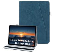 laddutoi Cover per Xiaomi Redmi Pad Pro/Xiaomi Poco Pad 12.1" 2024, Custodia in PU Pelle, Supporto Stand, Fessura e Slot per Carte, Flip Folio Tablet Cover Redmi Pad Pro 12.1, Blu