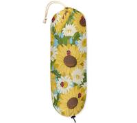 Laddybug - Portasacchetti di plastica con motivo floreale e margherite, da appendere alla parete, per casa, cucina, regolazione gratuita con coulisse, 55,9 x 22,9 cm