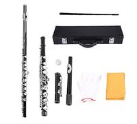 LADE Flauto in Ottone a 16 Fori Chiave C, Kit per Principianti Custodia Custodia Guanti in Stoffa per la Pulizia, Suono Preciso, Costruzione Durevole, Perfetto per Bambini e (Nero)