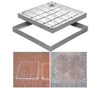LADECNERHT Chiusino Incassato E Telaio - Coperchio Quadrato Argentato per Esterni - Rettangolare in Acciaio Inox Coperchio per Pozzetto di Ispezione per Cortili, Giardini E Scuole 70x70x5cm