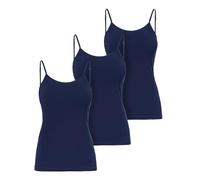 Ladeheid Canottiera Donna Cotone con Spalline Sottili Intimo Confortevole, Canotta Donna Canottiere Cotone, Top Elegante, Set di 3 Pezzi LA40-263 (Blu Scuro, XL)
