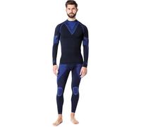 Ladeheid Completo Maglia e Calzamaglia Termiche Uomo LAGI003 (Nero/Blu Marino, S)