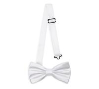Ladeheid Papillon elegante da uomo - lucido, regolabile, perfetto per matrimoni, feste, ufficio. Ideale per uomini, donne, adolescenti BMS (12cm x 6cm, Bianco)