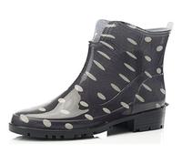 Ladeheid Stivaletti Donna in Gomma PVC Stivaletti Impermeabili da Donna Stivali Corti Eleganti in Gomma per la Pioggia per la Primavera e l'Autunno LA-930 (Nero/Pois 37 EU)
