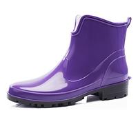 Ladeheid Stivaletti Donna in Gomma PVC Stivaletti Impermeabili da Donna Stivali Corti Eleganti in Gomma per la Pioggia per la Primavera e l'Autunno LA-930 (Porpora 39 EU)