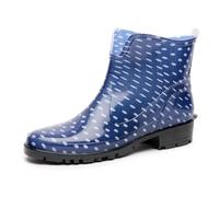 Ladeheid Stivaletti Donna in Gomma PVC Stivaletti Impermeabili da Donna Stivali Corti Eleganti in Gomma per la Pioggia per la Primavera e l'Autunno LA-930 (Blu Scuro/Pois 37 EU)