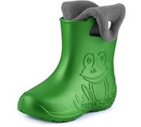 Ladeheid Stivaletti Pioggia Bambino in EVA Termici, Invernali Stivali Pioggia Bambina Calzino Interno con Bottoni e Motivo a Rana, Scarpe Bambino LA-CA-04 (Verde Smeraldo Grigio, 24/25)