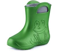 Ladeheid Stivaletti Pioggia Bambino in EVA Termici, Invernali Stivali Pioggia Bambina con Calzino Interno e Motivo a Rana, Scarpe Bambino per Passeggiate LA-CA-03 (Verde Smeraldo Grigio, 34/35)