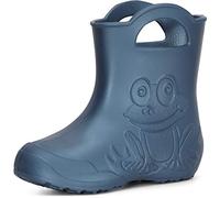 Ladeheid Stivali Bambino e Bambina in Gomma Comodi Stivali Pioggia Bambino con Motivo a Rana LA-CA-01 (Blu Metallizzato-2, 32/33 EU)