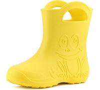 Ladeheid Stivali Bambino e Bambina in Gomma Comodi Stivali Pioggia Bambino con Motivo a Rana LA-CA-01 (Giallo, 24/25 EU)