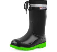 Ladeheid Stivali Bambino e Bambina in Gomma PVC Stivaletti Impermeabili per Ragazzi e Ragazze Calzature Antipioggia per Bimbi Resistenti all'Acqua LA-972 (Nero/Verde 32 EU)