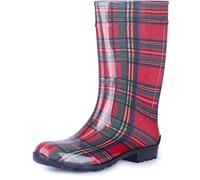 Ladeheid Stivali Pioggia Donna in PVC - Impermeabili, Robusti e Confortevoli, Stivali Gomma Alti Antiscivolo per la Pioggia, Facili da Pulire e Resistenti LA-967 (Rosso Griglia, 36)