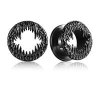 LADEMAYH 2 dilatatori per orecchie in stile gotico nero, 19 mm, orecchini a forma di denti di mostro per donne e uomini, gioielli per il corpo in acciaio inox chirurgico ipoallergenico