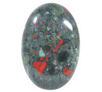 Ladeukoi Pietra di palma ovale dell'Africa Bloodstone, lucidata tasca per massaggio, cristallo curativo per terapia, geometria, bilanciamento dei chakra
