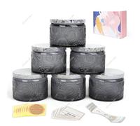 LADFRTYU Barattolo per Candele 6 Pezzi di aromaterapia Candela Che Fa Bottiglia Barattolo con Coperchio in Vetro Vuoto Cera candelabro Tazza Marrone profumata lattine Vintage(Gray)