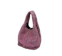 LADFRTYU Borsa Con Strass Borsa a tracolla con secchiello in cristallo lucido a strass Borse e borsette fatte a mano pochette da sera di design lusso Cena(Rose)