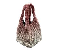 LADFRTYU Borsa Con Strass Borsa a tracolla con secchiello in cristallo lucido a strass Borse e borsette fatte a mano pochette da sera di design lusso Cena(Red gradient)
