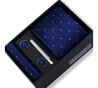 LADFRTYU Cravatta Uomo Cravatte di seta Confezione regalo Cravatta jacquard Gemelli Set Fermacravatta for uomo Gravatas Business Nozze per Lavoro, Festa(B50)