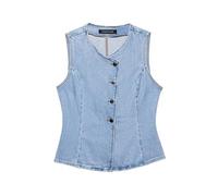 LADFRTYU Gilet In Denim Denim Single Breasted Jacket Waistcoats Lady Tank Tops(XS)
