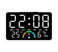 LADFRTYU Orologio Atomico Digitale Wall-mounted Electronic Wall Clock Temperature Date Digital LED Clocks Voice Control DST Display Table For Bedroom(Black-White)