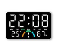LADFRTYU Orologio Atomico Digitale Wall-mounted Electronic Wall Clock Temperature Date Digital LED Clocks Voice Control DST Display Table For Bedroom(White-White)