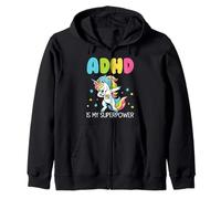 L'ADHD è il mio puzzle unicorno superpotente per bambini e donne Felpa con Cappuccio