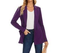 LADI TREND Blazer da donna con un bottone, giacca blazer con risvolto dentellato abbigliamento da lavoro elegante classico formale manica lunga, P-viola, 40