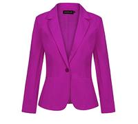 LADI TREND Blazer da donna con un bottone, giacca blazer con risvolto dentellato abbigliamento da lavoro elegante slim fit manica lunga, P-viola scuro, 40