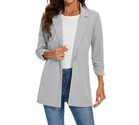 LADI TREND Giacca da donna a maniche lunghe, casual, giacca oversize con un bottone, Gr-grigio chiaro, 48