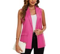LADI TREND Gilet da donna a maniche lunghe, blazer per ufficio, completamente foderato, con un bottone, giacca-veste, Rosa acceso., M