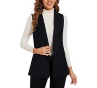 LADI TREND Gilet da donna a maniche lunghe, blazer per ufficio, completamente foderato, giacca con un bottone, gilet, B-nero, M