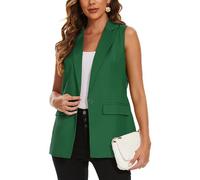 LADI TREND Gilet da donna a maniche lunghe, blazer per ufficio, completamente foderato, giacca con un bottone, gilet, Verde G, XXL