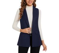 LADI TREND Gilet da donna a maniche lunghe, blazer per ufficio, completamente foderato, giacca con un bottone, gilet, M