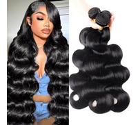 Ladiayf Human Hair Bundles Capelli Brasiliani Naturali Extension Body Wave Bundles Capelli Umani Ricci Extension Capelli Veri Tessitura Onda D'acqua 3 Bundles 16 18 20 Pollice
