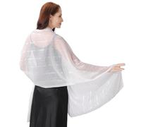 Ladiery Scialli e involucri da donna per abiti da sera, leggeri e morbidi in chiffon con strass scintillanti, sciarpa formale da donna, scialle per matrimoni, bianco, 75" x 28" / 190 cm x 70 cm