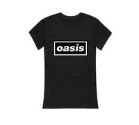 Ladies Black Oasis Logo Liam Noel Gallagher ufficiale Donne maglietta signore