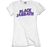 Ladies Black Sabbath White Wavy Logo ufficiale Donne maglietta signore