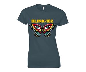 Ladies Blink 182 Butterfly Heather Navy autorizzato Donne maglietta